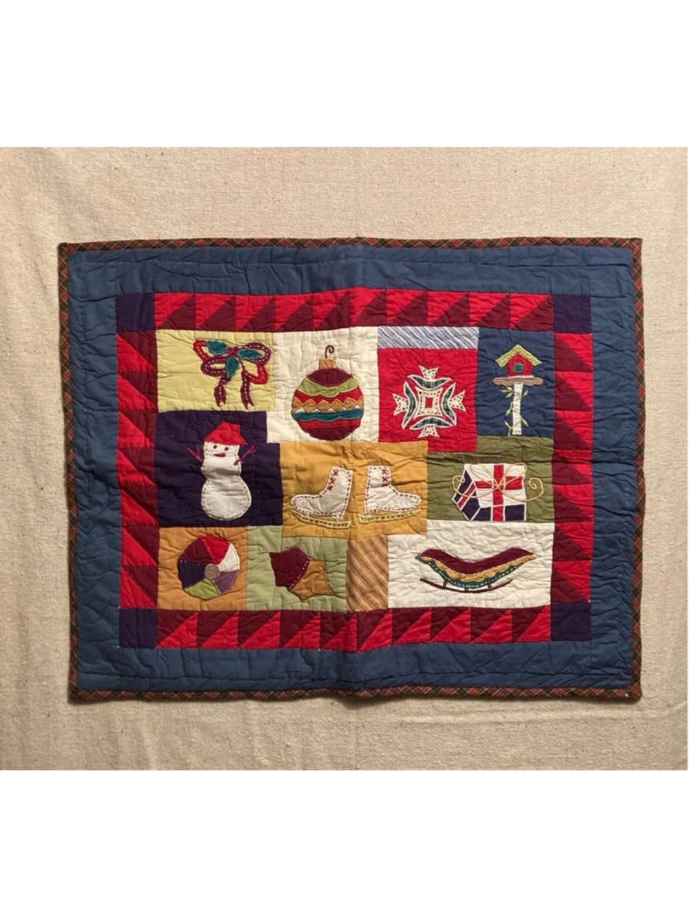 Pottery Barn Holiday Christmas Collectors Quilted Standard Pillow Sham Patchwork